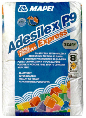 Mapei Adesilex P9 Express ātri cietējoša, elastīga flīžu līme (C2FT), pelēka, 25kg